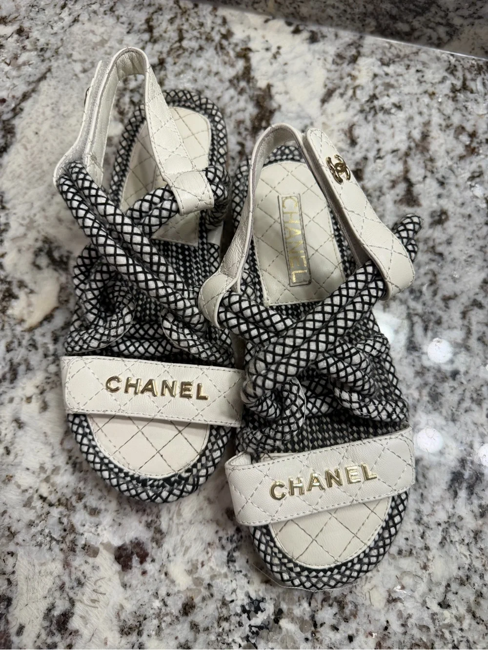 CHANEL sandals quilted